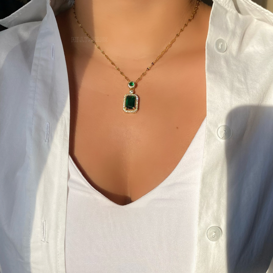 Emerald stainless steel necklace